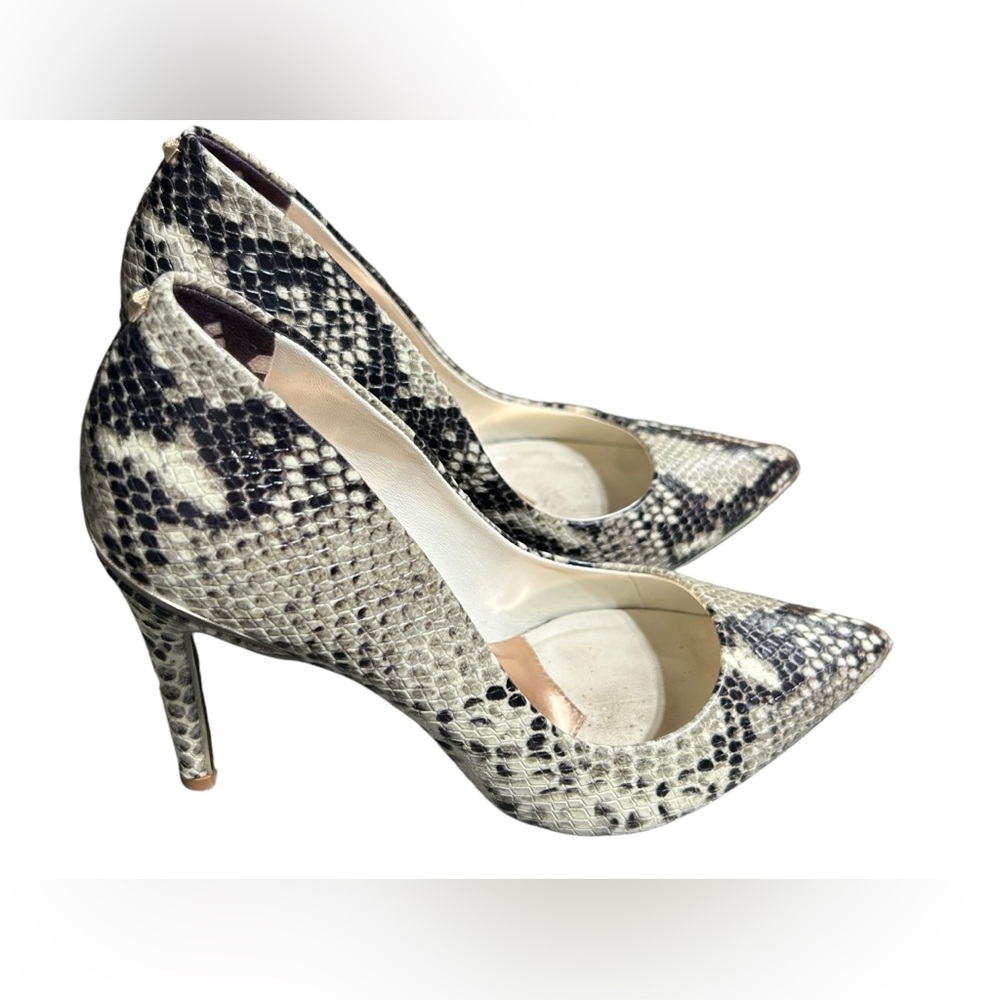 TED BAKER ISIBELY high heels shoes natural snake print leather size 37.5 EUC - Picture 7 of 10